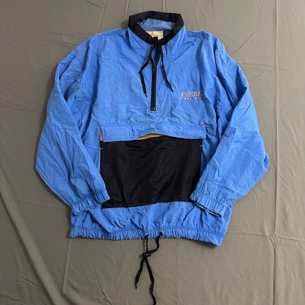 Vintage Perry Ellis America Windbreaker Jacket Blue Large‎ Men's Pullover 90s